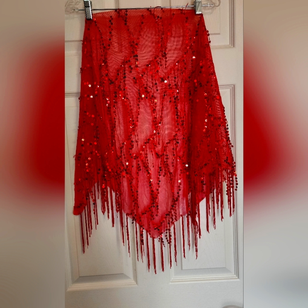 Red Sequin Hip Scarf